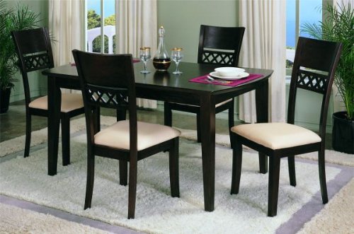 5pc Contemporary Style Wood Dining Table & 4 Chairs Set