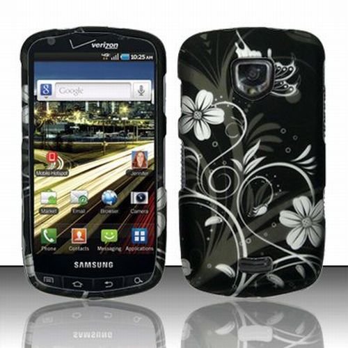 Samsung Droid Charge 4G Accessory - Blossoming White Spring Flower Protective Hard Rubberized Case Cover Design for Verizon