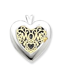 14k Gold & Sterling Silver Heart w/ Mom Locket