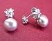 Fashion Jewelry ~ Light Purple Color Freshwater Pearl and Sterling Silver with Crystals Stud Earings
