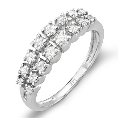 14K White Gold Round White Diamond Anniversary 