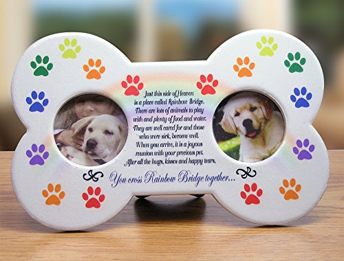 Rainbow Bridge Dog Picture Frame – Rainbow Bridge Poem Printed on the Front with Colorful Rainbow Paw Prints – Nice Gift for Someone Who Has Lost a Dog 9″w X 5.5″h
