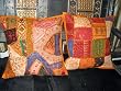 2 Designer Cushion Covers Sari Toss Pillows Orange Shabby Chic