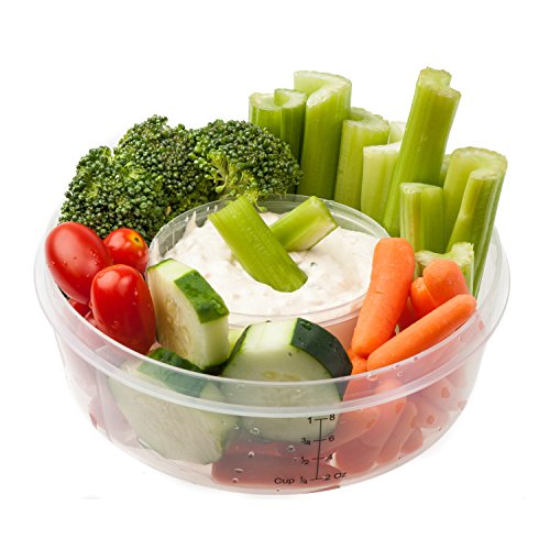 Fit & Fresh Fruit and Veggie Bowl with Removable Ice Pack, Reusable BPAFree Container with 4