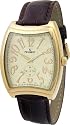 Peugeot Men's Gold-Tone Brown Leather Strap Watch #288BR