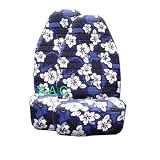 Set of 2 Universal-fit Hawaiian Front Bucket Seat Cover - Blue Hawaii Hibiscus Floral Print