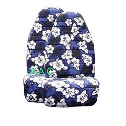 Set of 2 Universal-fit Hawaiian Front Bucket Seat Cover - Blue Hawaii Hibiscus Floral Print