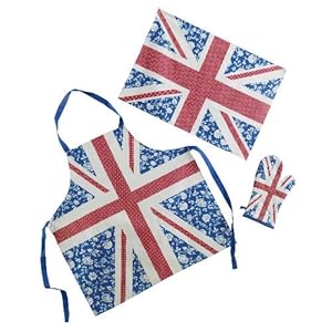 Ensemble de cuisine avec drapeau anglais 3 serviettes tablier et gant