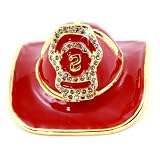 Objet D'Art Release #157 "Fire Chief" Vintage Fireman's Helmet Handmade Jeweled Metal & Enamel Trinket BoxIMAGE