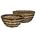 Abaca Basket Bowls Set of 2 - Brown/ Tan