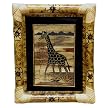 Banana Fiber Giraffe Batik Art in Bamboo Frame - 18x15"