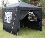 from ESC Ltd 2.5x2.5mtr BLACK Pop Up Gazebo, FULLY WATERPROOF with Four Side Panels and Carrybag