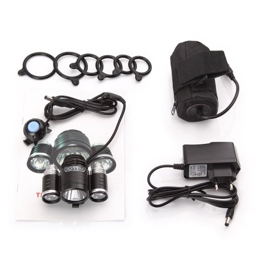 Pellor Waterproof 1800 Lumen 3 Mode Rechargeable CREE XML-T6 + XPE-R2 Cycling Bike Bicycle Head Light HeadLamp HeadLight for Sport Outdoor