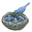 Bluebird Mama and Baby Bluebirds in Nest Wall Sticker