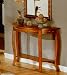 Console Tables | Sofa Tables - Traditional Golden Oak Finish Console Sofa Table w/Nail Head Trim