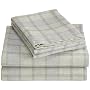 Pinzon 160-Gram Yarn-Dye Heathered Plaid Flannel Queen Sheet Set, Green/Blue Plaid
