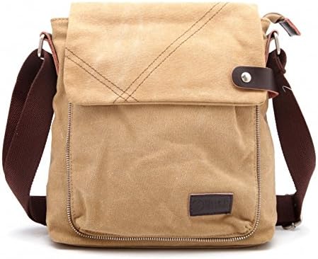 Good&god Khaki Canvas Messenger Bag Ipad Shoulder Bag Travel Bag