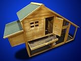 New MTN Gearsmith Deluxe Wood Large All-in-One Chicken Coop Rabbit Hutch Nest Box Hen House Poultry Cage