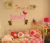 Personalized name with monkeys and bird wall decal-35 X 21 inches