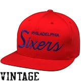 Mitchell & Ness Philadelphia 76ers Red Solid Script Snapback Adjustable Hat
