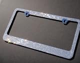 Popular Bling 7 Rows White/Clear (A Type Screw Cap) Crystal Rhinestone-Metal Chrome License Plate Frame