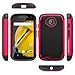 Moto E (2nd Gen) Case, LK [Shock-Absorption] Hybrid Dual Layer Armor Defender Protective Case Cover for Motorola Moto E (2nd Generation) (Hot Pink)