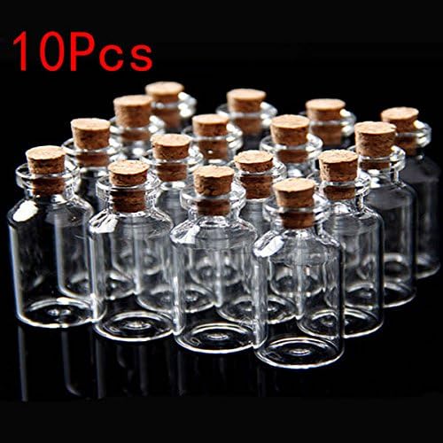10Pcs 18x40mm Mini Clear Wishing Message Glass Bottles Vials With Cork