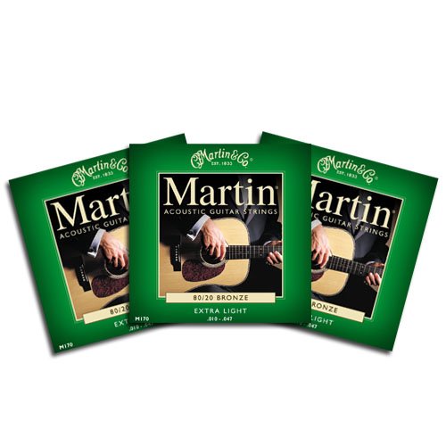 Martin M170 Extra Light Acoustic Guitar Strings - 3 Pack