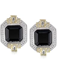 Judith Ripka "Estate" Ascher Cut Center Stone Black Stud Earrings