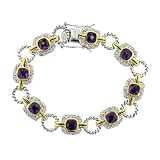 Elegant 2-tone Designer-Inspired Bracelet, Amethyst CZs
