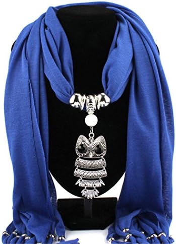 Rulian Womens Elephant Water Drop Owl Heart Pendant Tassel Charm Jewelry Scarf (Owl-E)