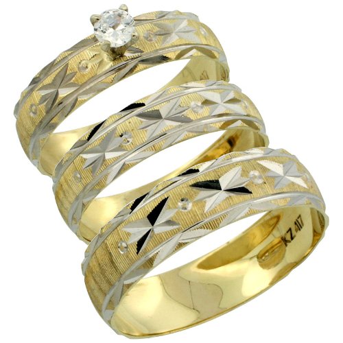 10k Gold 3-Piece Trio His (5.5mm) & Hers (4.5mm) 