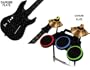 Protective skins for Guitar Hero 4 "World Tour" Guitar and Drum Set - fits Nintendo Wii - DIAMOND PLATE BLACK