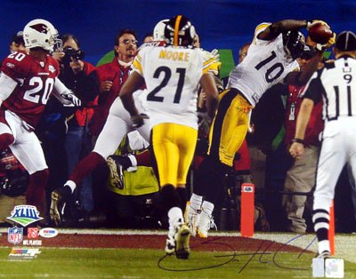 Santonio Holmes Autographed Pittsburgh Steelers 16x20 Photo SB XLIII Diving Catch PSA/DNA