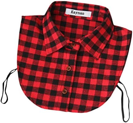 Kaynan Women's Fashion Plaids False Collar Fake Collar Red &amp; Black