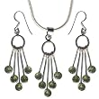 Pendant Set with Earring in Sterling Silver With Garnet Gemstones Jewelry 36 Grams