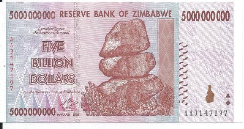ZIMBABWE 2008 5,000,000,000 DOLLARS