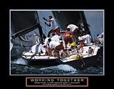 TEAMWORK MOTIVATIONAL POSTER AMERICAS CUP SAILING SEA