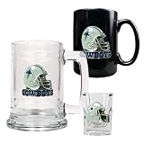 Dallas Cowboys 15oz Tankard, 15oz Ceramic Mug & 2oz Shot Glass Set - Helmet Logo NFL Football