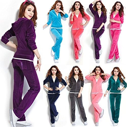 Karenemp Dresses Women'S Velour Hoodie+Pant Tracksuit Sport Sweat Suit Set WatermelonUS/XL = Asian/4XL