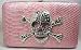 Rockabilly Skull Buckle with Crystal Stones Baby Pink Frame Wallet