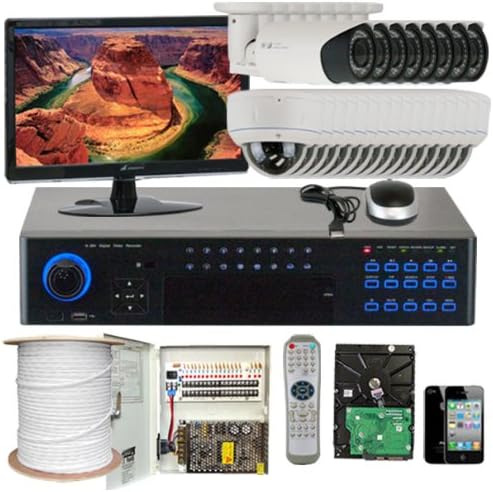 GW Security Inc 24CHE6 32 Channel H.264 960H Real-Time DVR with SONY CMOS Camera and 1000 TVL and 2.8~12mm Manual Varifocal Lens Security Camera System (White/Black)