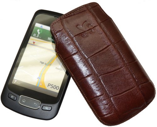 Suncase Ledertasche f&uuml;r LG P500 Optimus One croco-braun Preisvergleich