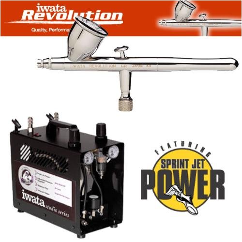 Iwata Revolution CR Airbrushing System with Power Jet Pro Air Compressor