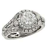 2 Row Pave Diamond Engagement Ring .75cttw (CZ ctr)