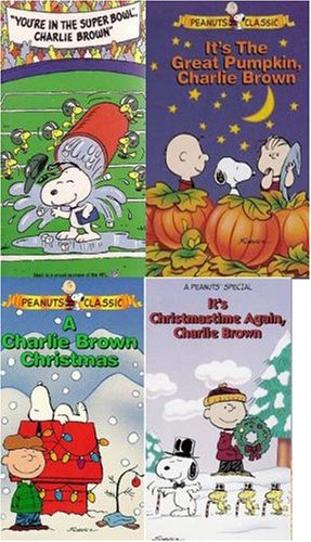 charlie brown set 4 vhs: Peanuts: , You're In The Super Bowl, Charlie Brown, It's the Great Pumpkin, Charlie Brown , It's Christmastime Again,a charlie brown christmas