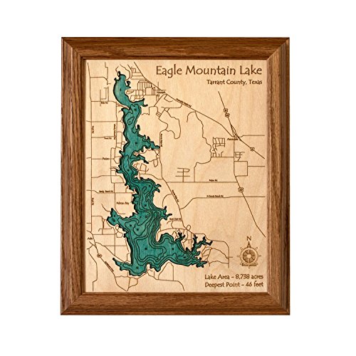 Burt Lake (w Mullet Lake) in Cheboygan, MI - 2D Map 8 x 10 IN - Laser carved wood nautical chart and topographic depth map.