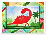 The Kids Room Rectangle Wall Plaque, Red Dinosaur