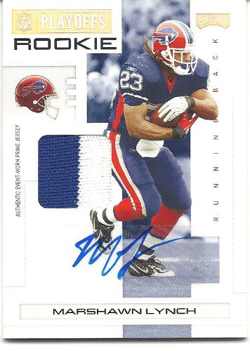 Marshawn Lynch 2007 Playoff NFL Playoffs Material Signatures Gold Prime Autograph Rookie Jersey Card #123 01/10 Buffalo Bills