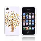 For Apple iPhone 4 Hard Case Plastic COLORFUL WHITE TREE